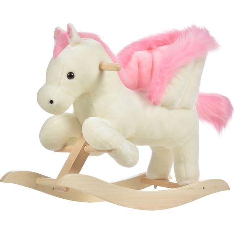 Cheval à bascule avec effets sonores, poignées, peluche pour bébé (balançoire, siège balancelle) pour les enfants de 1,5 à 3 mois. (1/5)