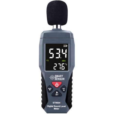 Medidor de nivel de sonido con sensor inteligente, grabador de nivel de sonido, comprobador de ruido, medidor de sonido de audio digital, rango de medición 30-130 dB (1/5)