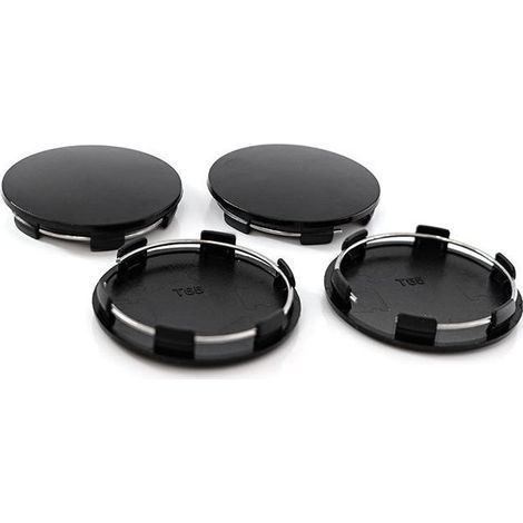 4 Pièces Cache Moyeu Noir OD 65mm ID 60mm Centre de Jante Capuchons Centre Roue Couvre Chapeaux Cache Moyeu (1/4)