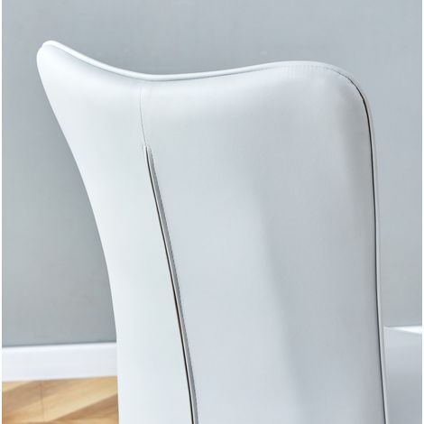 Ensemble table ronde 100 cm avec 4 chaises gris clair en PU et pieds métalliques noirs (1/5)