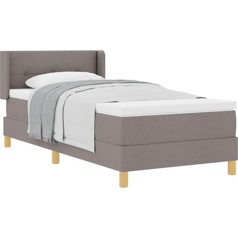 Maison Exclusive - Lit Ă ressorts avec tĂŞte de lit Taupe 200 x 90 cm tissu (1/5)