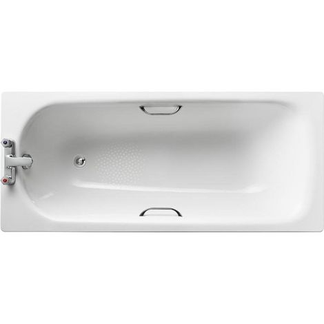 Armitage Shanks Sandringham 21 Rectangular Steel Bath with Grips 1600mm x 700mm - 2 Tap Hole (inc Leg Set) (1/2)
