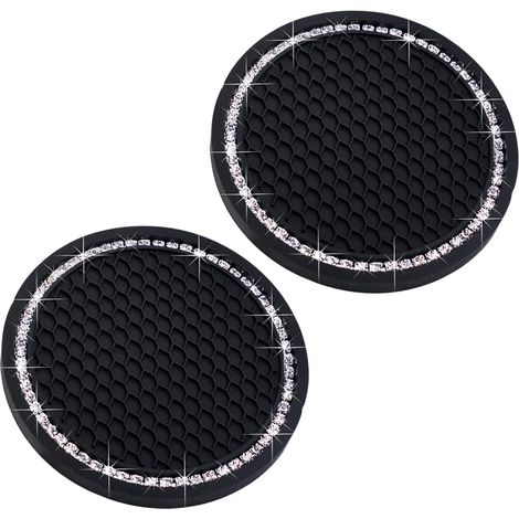 Dessous de verre pour porte-gobelet de voiture, sous-verres scintillants pour porte-gobelet, accessoires intérieurs de voiture - Dessous de verre antidérapants en silicone de 7 cm (2,75 pouces) avec m (1/5)