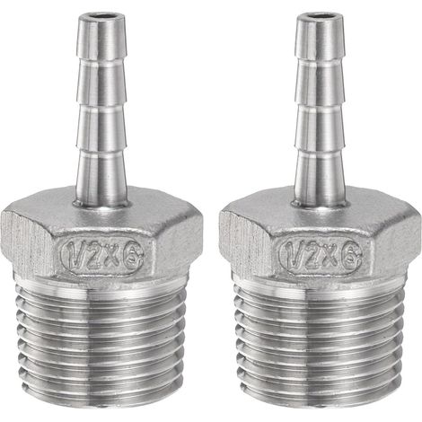 2Pcs Inox Acier Tuyau Cannelé Raccord 0,2" (6mm) (1/5)
