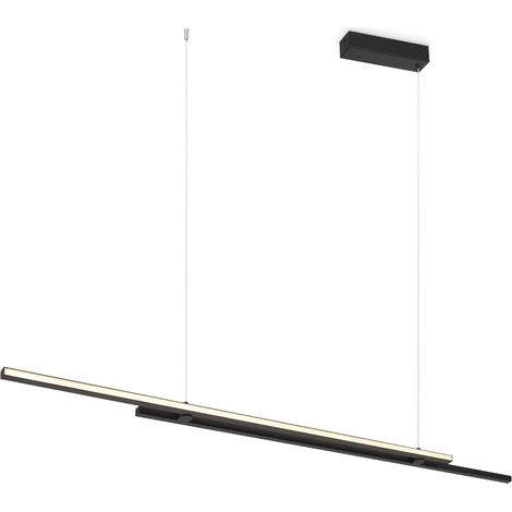 Maytoni Halo Lampadario moderno a sospensione da soffitto da 150 cm, nero, paralume bianco da 1100 lm (1/5)
