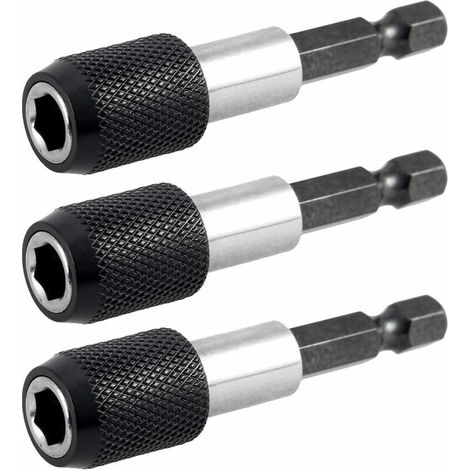 3 pièces 6.35mm 60mm tige hexagonale porte-embout tournevis magnétique tournevis barre d'extension poignée dégagement rapide tournevis porte-embout pour vis écrou perceuse pilote - RW (1/5)
