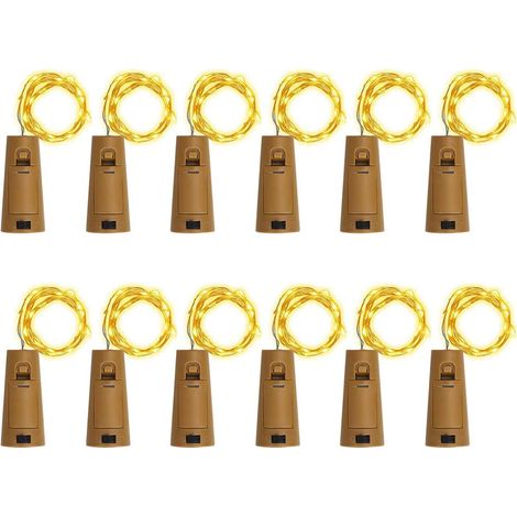 Guirlande Lumineuse LED - 20 Ampoules sur Fil de Cuivre - 2 m - Pour Bouteilles en Verre - Alimentation par Piles - Décoration DIY Fête Mariage Noël (1/5)