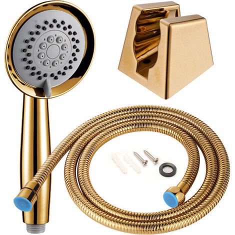 Pomme de douche simple en plastique doré - Économie d'eau - Style européen - Avec pommeau de douche doré (1/2)