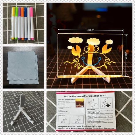 Tableau à dessin - KZQ - Tableau magique LED - Ultra-lumineux - 7 marqueurs non toxiques - Effaçable (1/3)