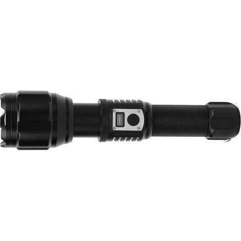Lampe torche LED ultra-lumineuse avec écran électronique, étanche, rechargeable par USB-C et zoomable, idéale pour le camping. (1/5)