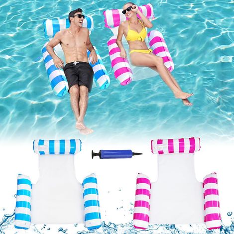 Fauteuil Gonflable de Piscine, 2 Pcs Bouee Piscine 4 en 1 Hamac d’Eau Plage Portable ccessoire Piscine pour Enfants Adultes Mer Plage Piscine Partie Vacances (1/5)