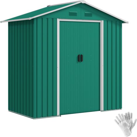Outsunny 6.5ft x 3.5ft Garden Storage Shed, Large Metal Shed Green