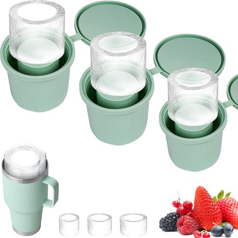 APEX Moules à glaçons Stanley, lot de 3, bacs à glaçons en silicone souple avec couvercles, parfaits pour rafraîchir cocktails, boissons, café et whisky. Verts. (1/5)