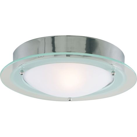 Plafoniera Contemporanea Belfast Acciaio Cromo Vetro 1 Luce E14 (1/5)