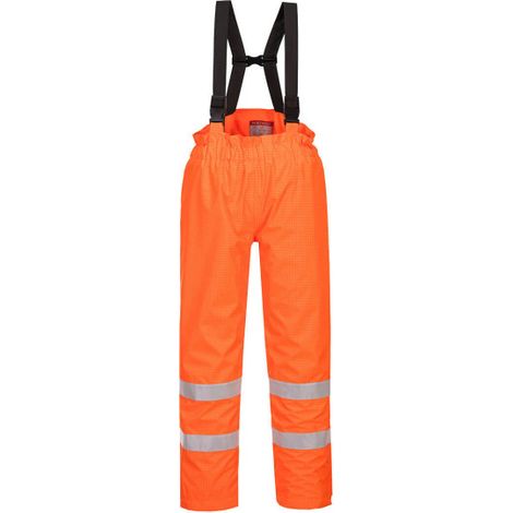 Pantalón con peto de alta visibilidad, ignífugo y antiestático Bizflame Rain, con forro S781 XXXL Naranja