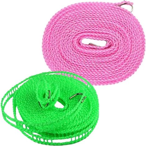 Lot de 2 cordes à linge antidérapantes et coupe-vent en plastique pour les voyages en extérieur, couleur aléatoire (1/5)