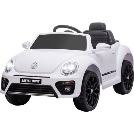 Auto elettrica per bambini VW Maggiolino con telecomando e musica, bianca (1/5)