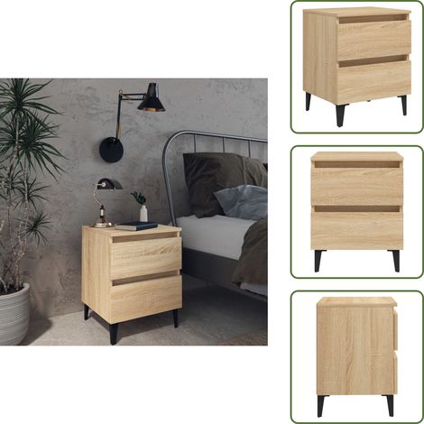 Mesita de noche con cajones - vidaXL Mesita de noche madera contrachapada roble Sonoma 40x35x50 cm - Mesita de noche roble