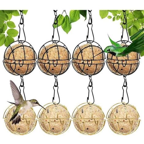 Mangeoire à Boules de Graisse - 8 Pcs - Suspendue à Boule - Oiseaux - Métal (1/4)