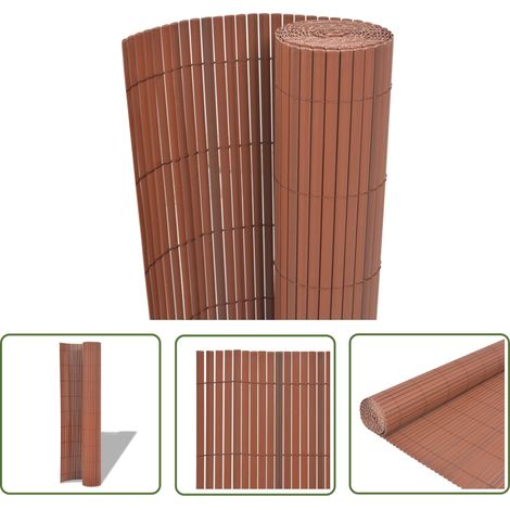 The Living Store Gartenzaun Doppelseitig PVC 90 x 500 cm Braun - Gartenzaun - PVC-Zaun - Brauner Zaun - Weidezaun - Pflanzenabtrennung (1/5)