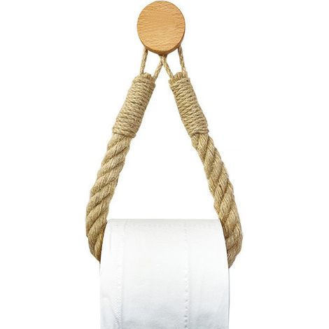 Porte-serviettes en bois massif, corde en coton tressée, étagère à gants de toilette-AquaForge (1/5)