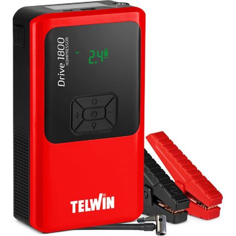 AVVIATORE PORTATILE STARTER CARICABATTERIE DRIVE 1800 KOMPRESSOR 12V +LED TELWIN (1/4)