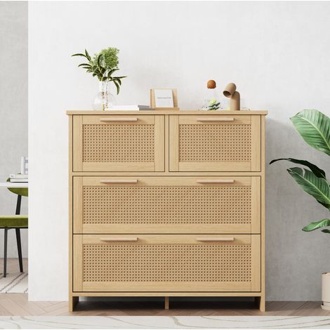 Cómoda 4 Cajones Y Asas Madera Maciza, Para Dormitorio O Salón, 80 X38 X80 Cm (1/5)