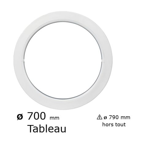 Fenêtre ronde fixe PVC vitrage clair diam. 70 cm tableau pour pose en neuf