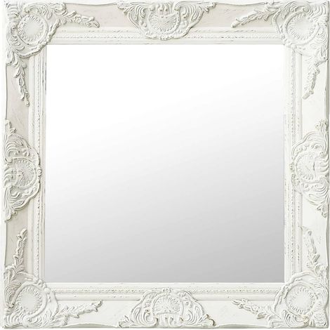 vidaXL Espejo de pared estilo barroco blanco 50x50 cm (1/5)