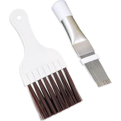 Lot de 2 brosses de nettoyage, filtre sèche-linge, peigne redresseur ailettes, acier inoxydable, entretien climatiseur réfrigérateur (1/5)