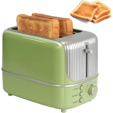 Grille-pain 2 Tranches, En Acier Inoxydable Avec Grille De Cuisson, 7 Niveaux De Brunissage, Fonctions Décongélation/annulation/réchauffage, Fentes Extra Larges, éjection Automatique Pour La Maison (1/5)