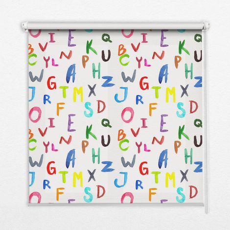 Tenda a Rullo Interna per Finestra - Tenda Filtrante Luce - Tenda Privacy - Tenda Decorativa Rettangolare - Rullo per Interni - (70 cm x 140 cm) - Lettere colorate (1/5)