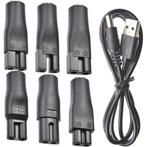 Câble d'alimentation 7 pièces, chargeur de rechange 5 V, adaptateur USB compatible avec tondeuses à cheveux électriques, tondeuses à barbe, rasoirs, appareils de beauté SZRH A-VH (1/5)