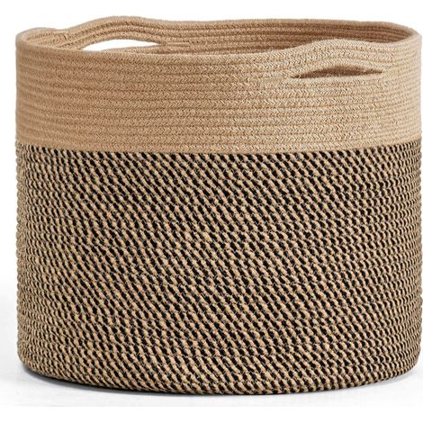 Großer Korb aus gewebtem Baumwollseil, 15,8 x 15,8 x 13,8 Zoll, für Babykleidung, Bettwäsche und Babyartikel, aus Jute. (1/3)