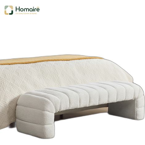 Bettbank aus Polyester 160 x 51 x 45 cm Cremeweiß Chenille HOMAIRE (1/5)