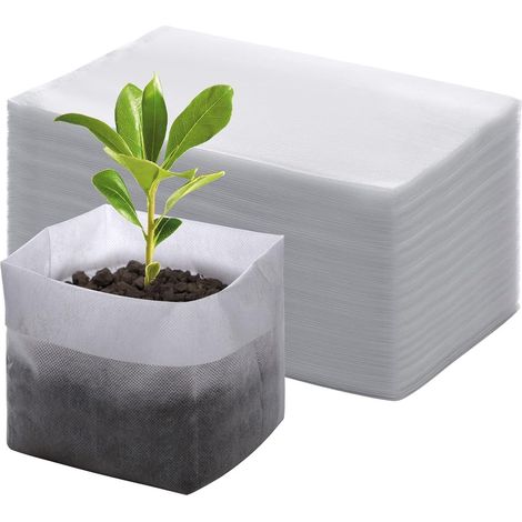 Sacs de culture-Sacs à semis-200 pièces-Sacs de culture pour plantes de jardin-Plantes grasses-Sacs de culture blancs-14x16cm (1/5)