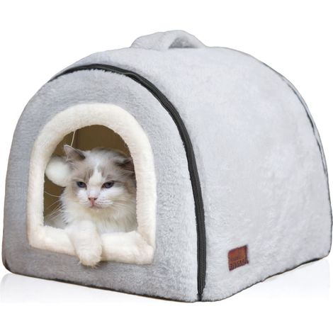 Niche pour chat 2 en 1 lit pliable et confortable pour animaux de compagnie (1/5)