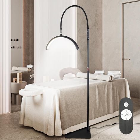 Lampe Extension de Cils, Demi Lune avec Télécommande, sur Pied avec Tête Réglable à 360°, 3000K-6000K, Esthétique Professionnel pour Tattoo, Maquilleurs