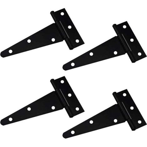 Charnière en forme de T charnière triangulaire robuste charnière en forme de T triangle galvanisé 4 pouces noir peut être utilisé pour suspendre les portes d'armoires porte de jardin boî (1/4)