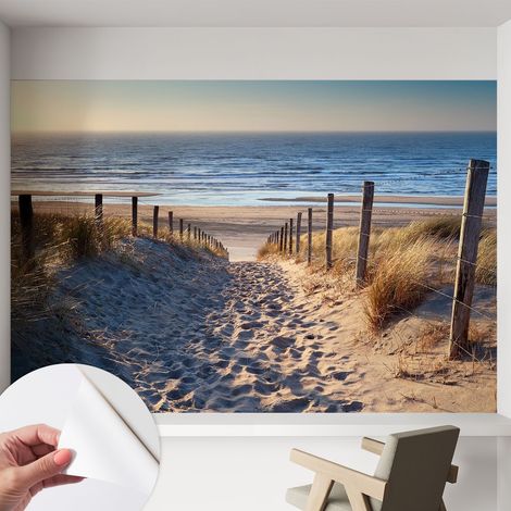 Fotomurale adesivo - murale da parete - Carta da parati autoadesiva - design parete moderno - Sentiero sulla spiaggia 152x104 cm (1/5)