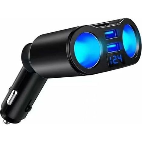 Adaptador divisor para encendedor de cigarrillos, cargador de coche USB doble, 2 tomas de 12V/24V con interruptor de voltímetro LED para teléfono móvil, tableta, GPS, cámara de salpicadero (1/5)