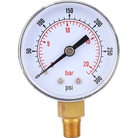 Manomètre 50mm 1/8 BSPT Bas - Mesure Pression Air Eau Huile Gaz (0-300PSI 0-20Bar) (1/5)