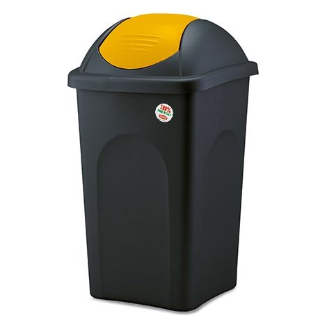 BIDONE IMMONDIZIA 'MULTIPAT' Lt. 60 - cm 39 x 39 x h.68 - nero/giallo (1/2)