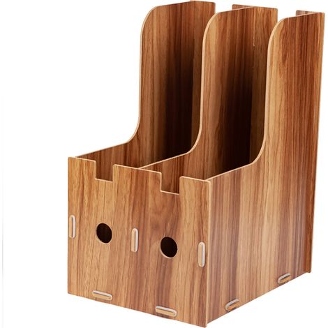 Porte-revues, classeur, organiseur de dossiers, boîte de rangement pour bureau ou maison, en bois de cerisier (1/5)