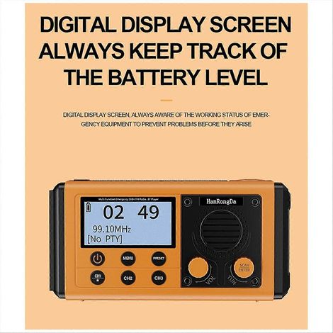 -907 Handkurbel-Solarradio für Notfälle, tragbares Wetterradio mit 10.000 mAh, Kurzwelle, AM/FM. (1/5)