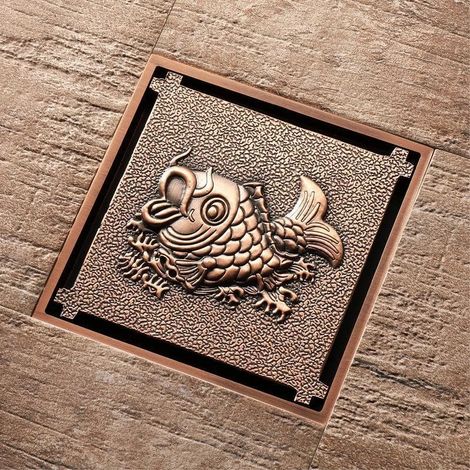 (E)Rose Gold Bathtub Drain Stopper Bathroom Brass Floor Shower Drain Waste 10cm Floor Anti-odor Drainer Square Toilet Drainage (1/4)
