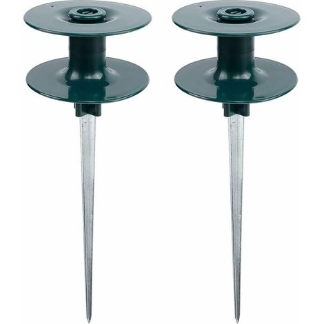 Ahlsen Estaca guía para manguera de jardín, estaca de metal resistente hecha de zinc inoxidable, parte superior giratoria de color verde oscuro resistente, mantiene la manguera de jardín alejada de lo (1/5)
