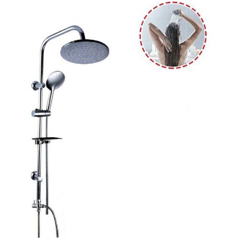 Trade Shop - Kit Columna De Ducha Barra Corredera Ducha De Mano Multichorro Fijo 69128 Jabonera - (1/4)