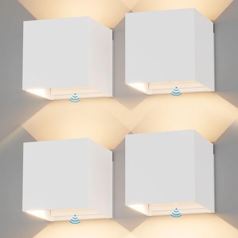Applique murale LED avec capteur de mouvement, 4 paquets, applique murale intérieure/extérieure 12W, faisceau lumineux réglable, 3000K, étanche IP65 (1/5)