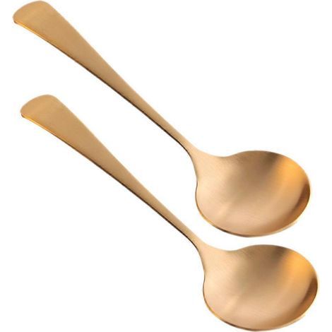 Set aus 2 dekorativen Porridge-Löffeln aus Messing, Geschirr für Zuhause – 16,4 x 4,5 x 1 cm (1/2)